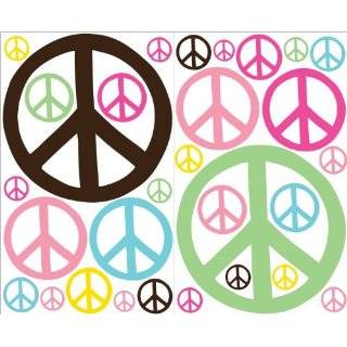  Peace Sign Wall Stickers Decals in Pink with White