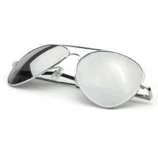 Aviator Sunglasses Silver Frame Mirror Lens