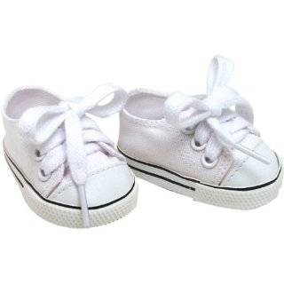 White Doll Sneakers fit American Girl Dolls, 18 Inch Doll White Shoes 