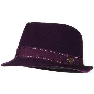 Wool Blend Stitched Band Winter Fedora Hat   Purple W19S40B