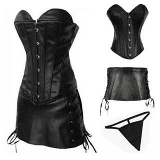  Leather Corset And Skirt Set Clothing