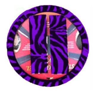 Animal Print Steering Wheel Cover and Shoulder Belt Pad   Zebra Purple