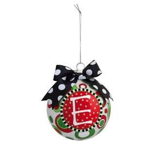 Holiday Whimsy Monogram Glass Ball Ornament   G Holiday Whimsy 