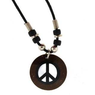  Black Cord Necklace with Peace Sign Resin Pendant Jewelry