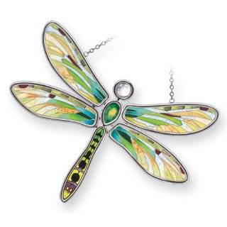 Amia 8293 Eastern Pondhawk Dragonfly Suncatcher, Hand Painted Glass, 8 