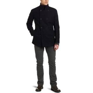 Ben Sherman Mens Double Breasted Herringbone Melton Coat