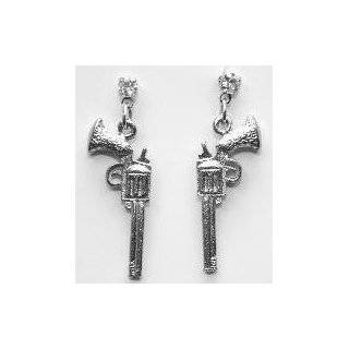  Pistol Handgun Pewter Earrings Jewelry