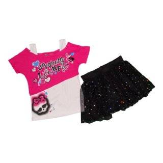 Monster High Off Shoulder Layered Tank Top with Skirt Girls Shirt Set