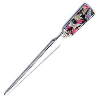   and Pink Flower Design Black Metal Steel Knife Office Sword Blade