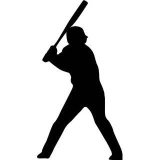 Sports Silhouette Wall Decals   Baseball Player Batting Stance Righty 