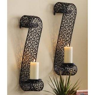 Decorative Black Metal Scrollwork Candle Holder Sconces By Collections 