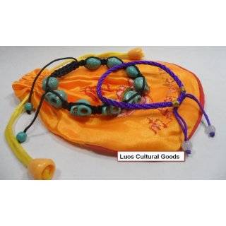   Turquoise Skull   Purple String Bracelet & Mala bag   J142 (a set