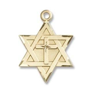14K Gold Star of David with Cross Medal Star Of David W/ Cross Patron 