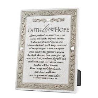 Faith Hope and Love Inspirational Plaque 1 Corinthians 134,7,13