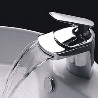 Contemprary Single Handle Waterfall Bathroom Vanity Faucet, Chrome