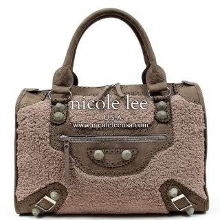 Nicole Lee Carmen Handbag Rhinestone Kiss Lock Purse Steel Studs Bag