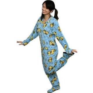 PajamaCity Rubber Duck Pajamas   Drop Seat Fleece Adult Footed Pajamas