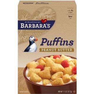 Barbaras Bakery Peanut Butter Puffins Cereal, 11 Ounce Boxes (Pack of 