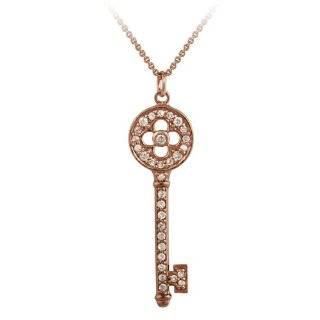  Rose Gold Key Necklace with Round CZ pendant Jewelry