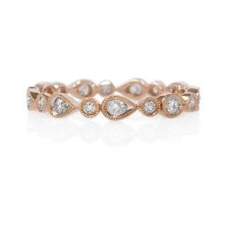   Antique Style 18k Rose Gold Eternity Wedding Band Ring Jewelry