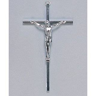   SilverTone Crucifix   Wall Mount   8 in Height   IMPORTED FROM ITALY