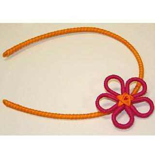 Cotton Yarn Orange and Pink Flower Headband (Colombia)