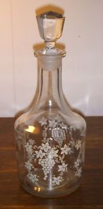 Beautiful Vintage Anchor Hocking Glass Wine Decanter Bottle Grape Cluster Design