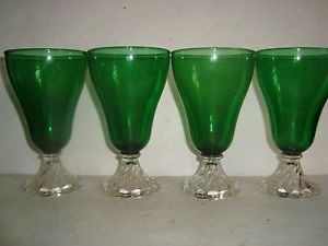 Anchor Hocking Forest Green 4 Water or Tea Glasses Boopie Burple