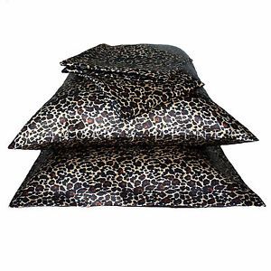 Luxury Soft Silk Feel Leopard Print Satin Pillowcase Set Animal Safari Bedding