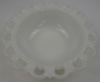 Vintage Anchor Hocking Lace Edge Milk Glass Pattern Round Bowl 9 5" Wide White