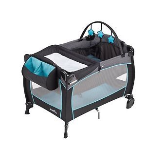 Baby Boy Blue Play Pen Portable Bed with Changer Nice Infant Gear Pack New