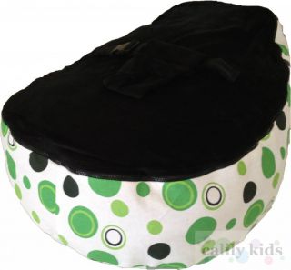 Baby Toddler Kids Portable Bean Bag Seat Green Dot Black