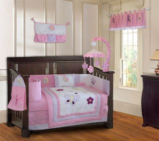 Butterfly Dreams Cute Girls Baby Crib Bedding Set 9pc