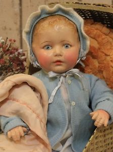 Sweet 24" Old Antique Baby Doll in Vintage Clothing