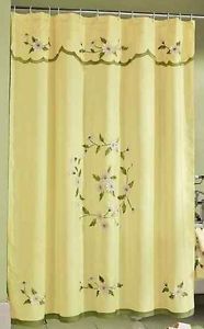 Daisy Flower Floral Bathroom Shower Curtain Yellow Green Bath Mat Accessory Set