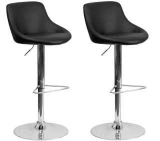Two 2 Black Bar Counter Stools with Swivel Bucket Seat and Adjustable Height