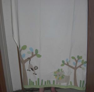 Pottery Barn Kids Shower Curtain Rug Bathroom Accessory Set Jungle Lion Girafe