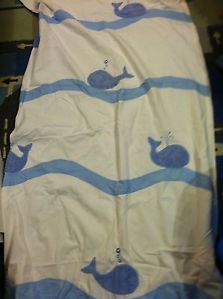 Pottery Barn Kids Whale Shower Curtain Rug Towels Bath Mitt Hook 7 Piece Set