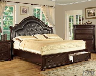 New Scottsdale English Style Brown Cherry Finish Wood Queen King Bed w Drawers