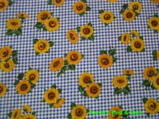Yellow Sunflowers on Blue White Check Floral Wildflower Curtain Valance New