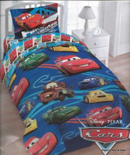 Disney Pixar Cars McQueen Twin Boys 5pc Bedding Set Comforter Sheets Rug New