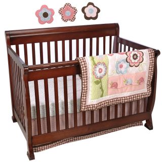 Graco Garden Girl Crib Bedding Set 8 Piece Girls Nursery Set Floral Pink Brown