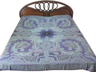 Turquoise Blue Pashmina Bedspreads Warm Wool India Bedding Reversible Blanket