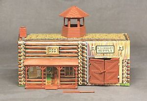 1960's Marx Fort Apache Play Set Tin Litho Cavalry Supply Building