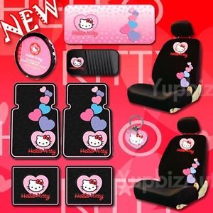 New Hello Kitty Car Seat Cover Steering Cover Mats CD Visor Sunshade Low Back