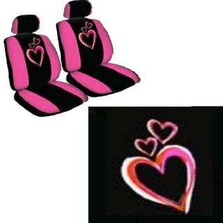 11pc New Love Pink Hearts Valentine Design Complete Car Seat Cover Full Set Std