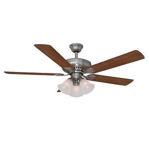 Hampton Bay Campbell 52 inch Ceiling Fan with Remote Light Kit Brushed Nickel