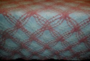 Beautiful Fluffy Salmon White Vintage Chenille Bedspread 90 x 100