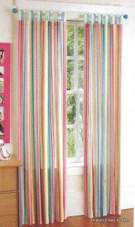 Island Beach Vacation Blue Green Yellow Orange White Red Stripes Curtains Drapes