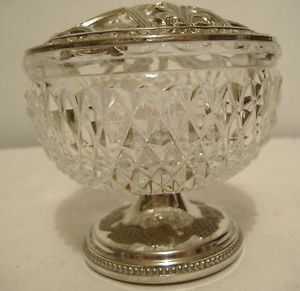 Small Silver Plate Crystal Glass Rose Bowl by Grenadier